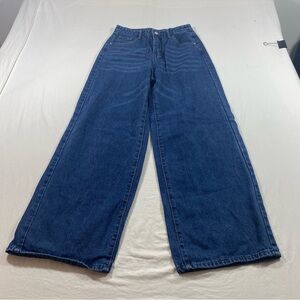 Blue Wide Leg Flare Jeans Women’s 6 Classic Style Baggy Boho Grunge loose fit